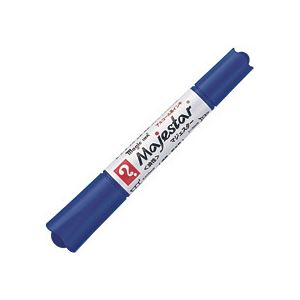 (まとめ)油性ツインマーカー マジックインキマジェスター 太字+細字 青 10本