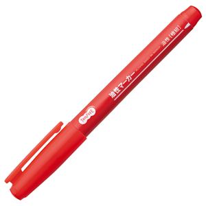 (まとめ) TANOSEE キャップ式油性マーカー シングル 極細 赤 1本 【×20セット】