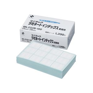 ニチバンマイタック ラミネートインデックス 保護フィルム付 中 23×29mm 青枠 業務用パック ML232B-1001パック(1200片:12片×100シート)