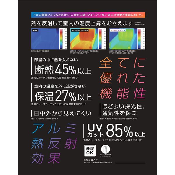 エコファイン ライナー 後付け裏地 約幅104×丈168cm 1枚 100×176cm用 カーテン用 断熱 保温効果 リビング