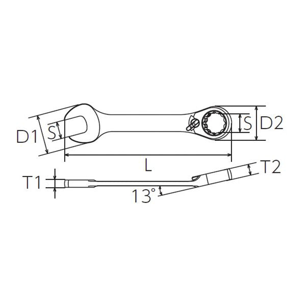 KTC 京都機械工具 13°オフセットショートラチェットコンビネーション 10mm MSR2SA-10 工具 ツール DIY 作業工具