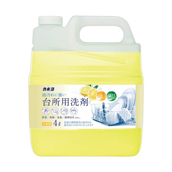 (まとめ) カネヨ石鹸台所用洗剤 グレープフルーツ 4L 1本 【×2セット】