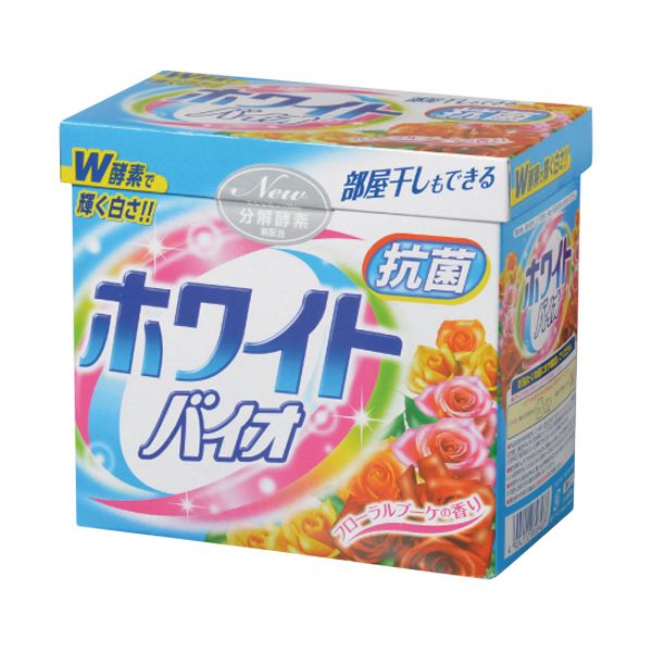 (まとめ) 日本合成洗剤ホワイトバイオ 抗菌 粉末洗剤 0.8kg 1個 【×5セット】