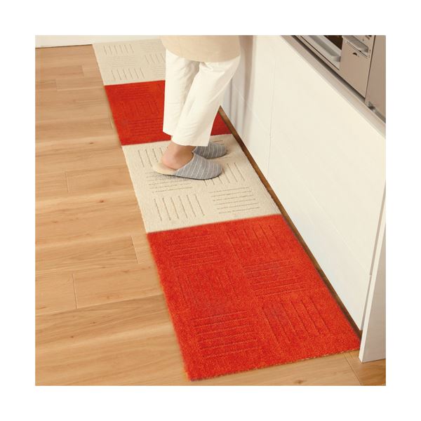 オカ ピタプラスブリック ジョイントキッチンマット 約45×60cm オレンジ 1枚