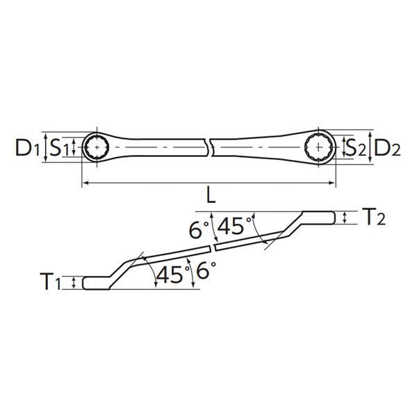 KTC 京都機械工具 45゜X6゜ロング メガネレンチ 10X14mm M5-1014 レンチ 工具 ツール DIY 作業工具
