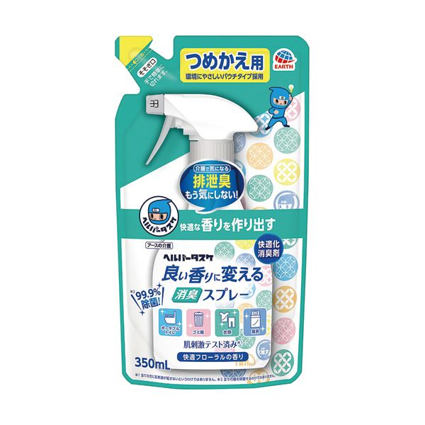 (まとめ) アース製薬ヘルパータスケ 良い香りに変える消臭スプレー 快適フローラルの香り つめかえ用 350mL 1個 【×3セット】