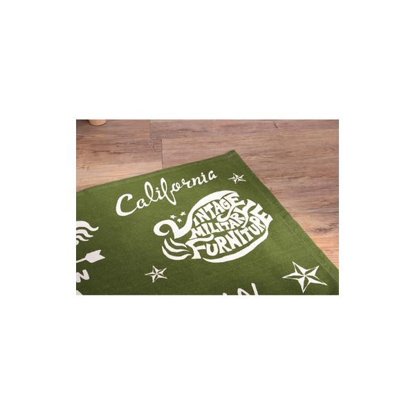 ラグマット 絨毯 90×130cm グリーン TTR-141GR 長方形 インド製 コットン 綿 リビング ダイニング ベッドルーム 寝室 居間