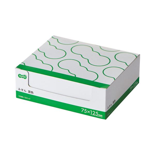 TANOSEEふせん 75×125mm 4色混色 1パック(10冊)