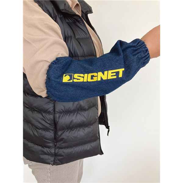 SIGNET シグネット 2枚入 ロゴ入デニムアームカバー しぼりゴム入 48957