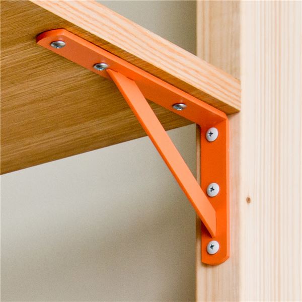 棚受け金具/ブラケット 【S #02 オレンジ】 1組/2本入 スチール製 『Bracket』 〔業務用 建材 建築金物〕