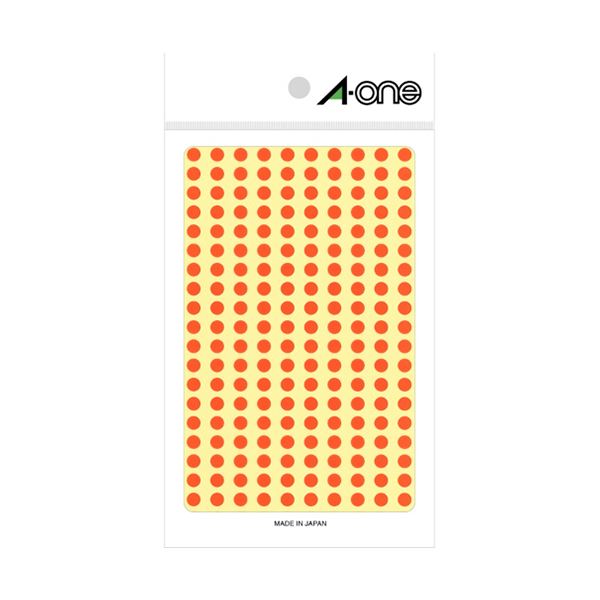 (まとめ) エーワンカラーラベル 丸型 直径5mm 橙 07065 1パック(1800片:200片×9シート) 【×5セット】