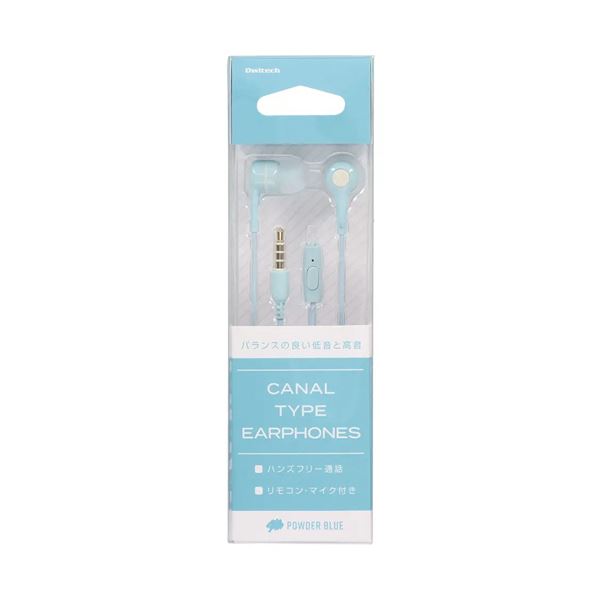 オウルテックハンズフリー通話対応 リモコン・マイク付きカナルタイプイヤホン パウダーブルー OWL-EPMC04-BL 1個