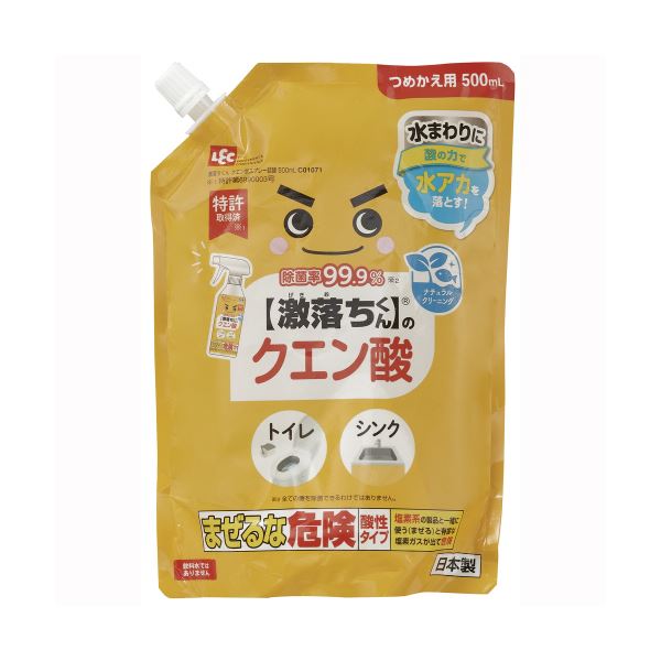 (まとめ) レック 激落ちくんクエン酸スプレー つめかえ用 500ml C01071 1個 【×5セット】