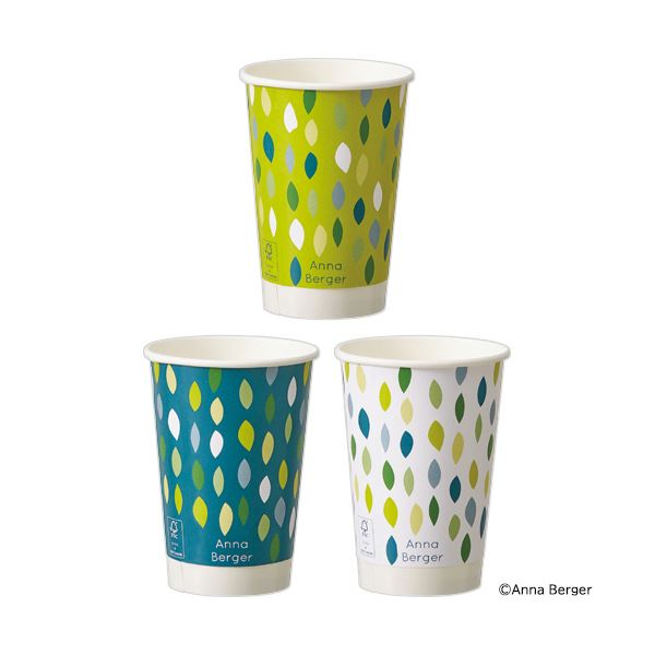 (まとめ) TANOSEE厚紙タンブラー 両面ラミネート GREEN 400mL(13.5オンス) 1パック(40個) 【×2セット】