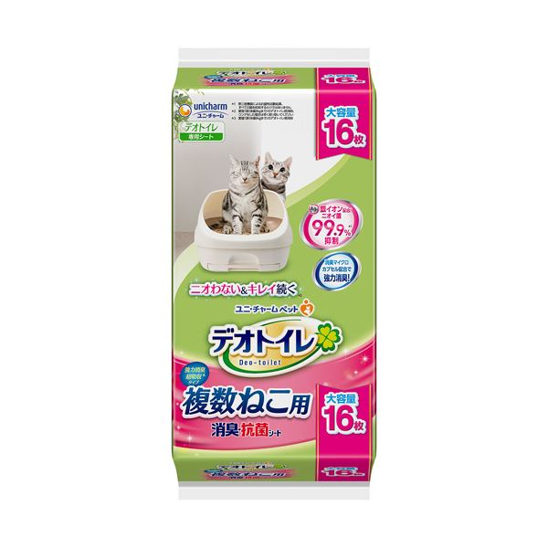 ユニ・チャーム デオトイレ 複数ねこ用消臭・抗菌シート 1パック(16枚)