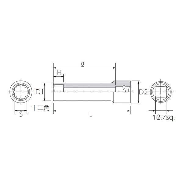 KTC 京都機械工具 12.7SQ ディープソケット 12角 24mm パック入 B4L-24W-S ソケット 工具 ツール DIY 作業工具