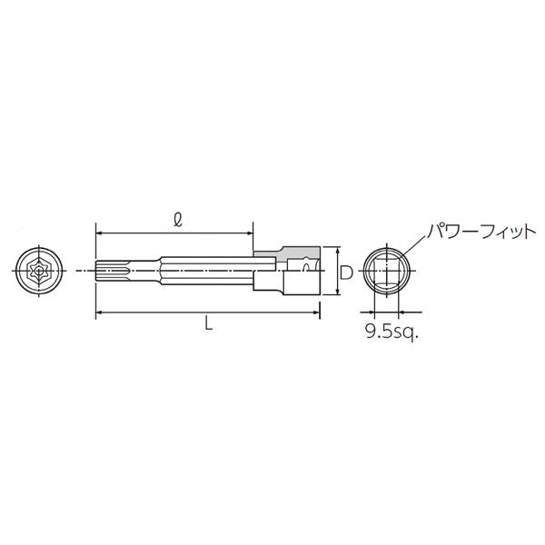 KTC 京都機械工具 9.5SQ T型イジリ止クス T40 BT3-T40H 工具 ツール DIY 作業工具