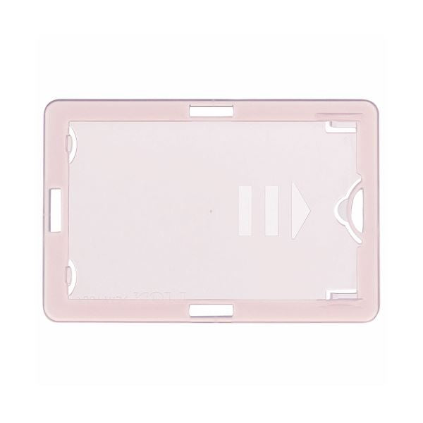 (まとめ) ライオン事務器名札用ホルダー タテヨコ兼用型 ソフトタイプ(IDカード用) ピンク N209H-5P 1パック(5枚) 【×10セット】