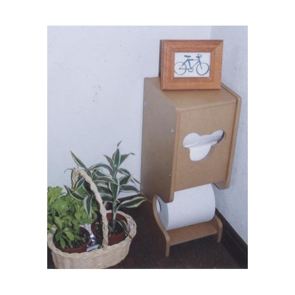 トイレラック/トイレットペーパー収納 【約幅14×奥行14.5×高さ37.5cm】 ナチュラル(無塗装) コンパクト フタ付き 日本製