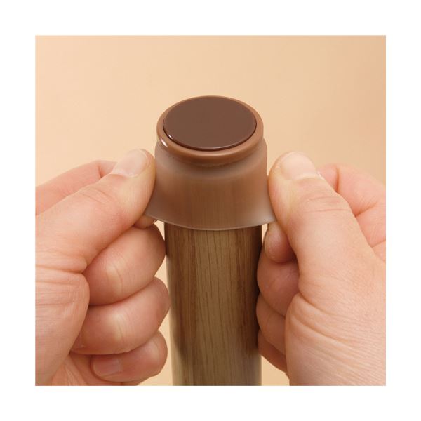 (まとめ) レック脚ピタキャップ 丸・角兼用 S 茶色 O-339 1パック(4個) 【×2セット】