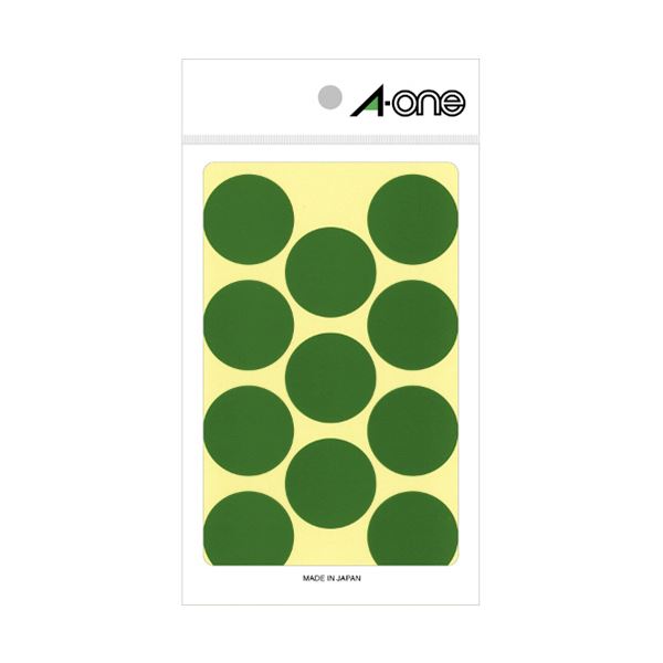 (まとめ) エーワンカラーラベル 丸型 直径30mm 緑 07233 1パック(154片:11片×14シート) 【×5セット】