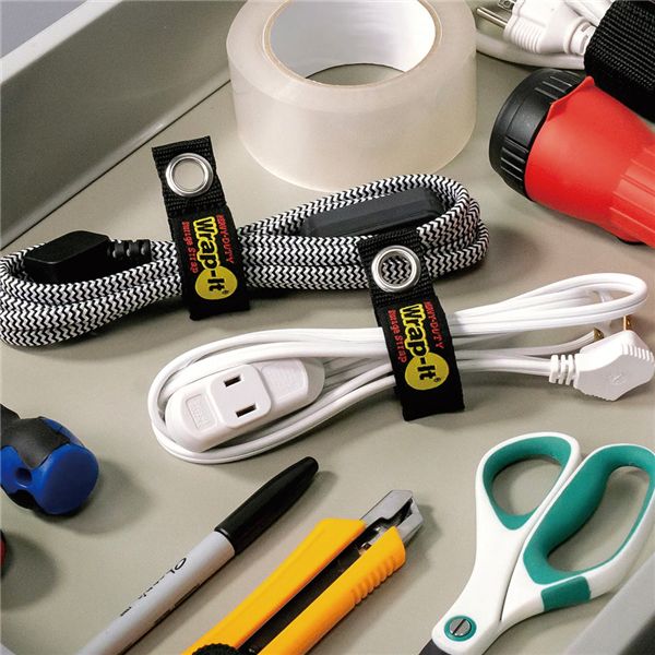 Wrap-It ラップイット フック用収納ストラップ 7X1inch 4個入 BK 104-10BX 工具 ツール DIY 作業工具