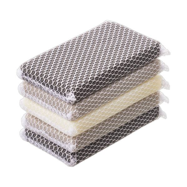 (まとめ) TANOSEEキッチンスポンジ ネット モノトーン 1パック(10個) 【×5セット】