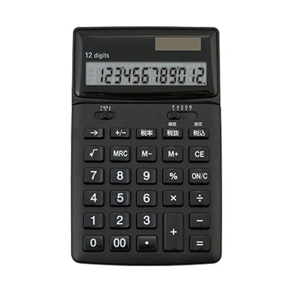 (まとめ)アスカ 抗菌電卓 ブラック C1249BK 1台【×2セット】