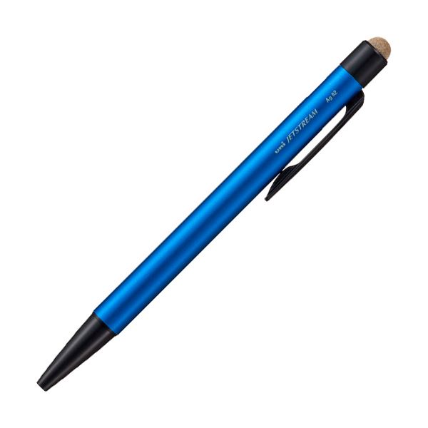 (まとめ) 三菱鉛筆ジェットストリーム スタイラス 単色ボールペン&タッチペン 0.7mm 黒 (軸色:シャイニーブルー)SXNT8235N7P33 1本 【×5セット】