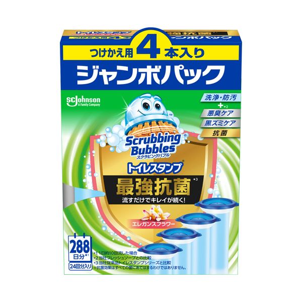 ジョンソンスクラビングバブル トイレスタンプクリーナー 最強抗菌 エレガンスフラワー つけかえ用 ジャンボパック 1パック(4本)