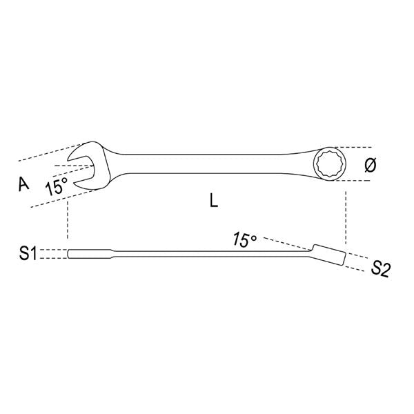 Beta ベータ ロング コンビネーションレンチ 二面幅10mm 15°オフセット ミラー仕上げ 42LMP 10 レンチ 工具 ツール DIY 作業工具