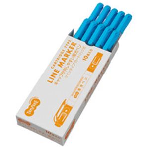 （まとめ）TANOSEE キャップが外しやすい蛍光ペン ツイン 青×10本