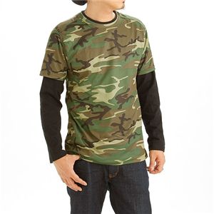 〔2枚セット〕 半袖 ＆ 長袖 Tシャツ M ウッドランド 迷彩 ドライクール ナイス カモフラ ティーシャツ ロンT ミリタリー