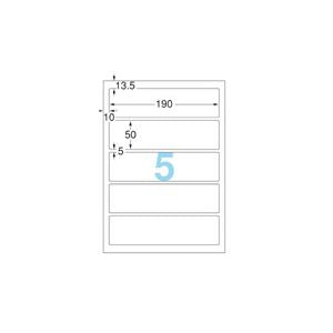 エーワン ファイル背面用ラベルシール(プリンター兼用) マット紙・ホワイト A4判 5面 190×50mm 四辺余白付 角丸 31421 1冊(20シート)