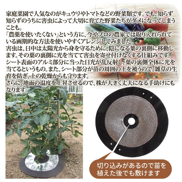 虫よけ しきわらいらず 直径約25cm 6枚組 ピン付き 家庭菜園 畑仕事 農作業 害虫対策用品 雑草対策 ガーデニング用品 園芸用品