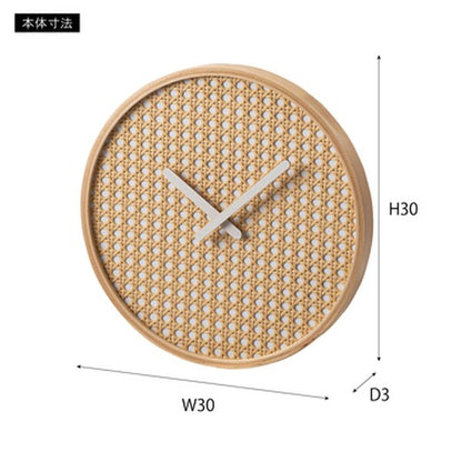 ウォールクロック 掛け時計 約W30×D3×H30cm ナチュラル 静音タイプ 単三電池1本使用(別売) 完成品