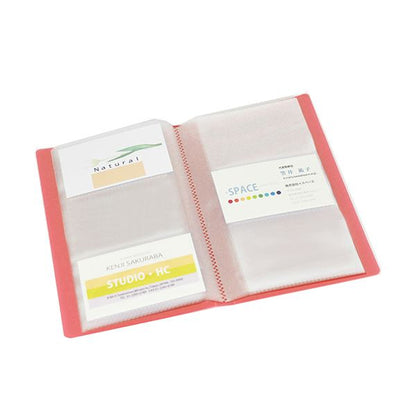 （まとめ） プラスシンプルカードホルダー ハンディ 120名用 ヨコ入れ ピンク FL-301NS 1冊 【×5セット】