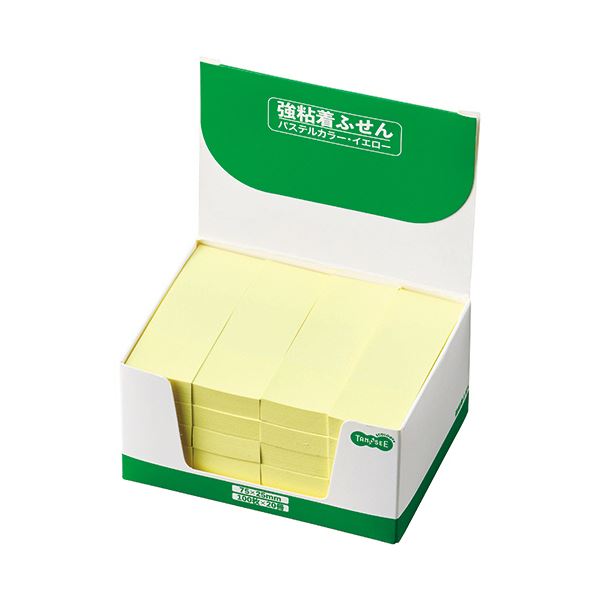 TANOSEE強粘着ふせん 75×25mm パステルカラー・イエロー 1パック（20冊）