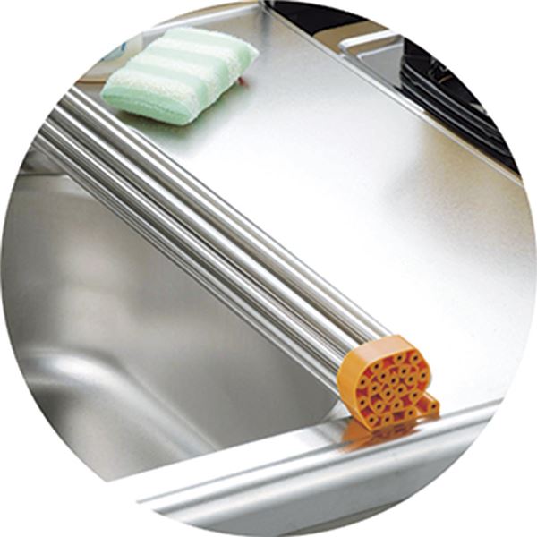 折りたたみ 水切りラック/キッチン用品 【10本 グリーン】 約574×160×10mm 日本製 ステンレス製 〔台所〕