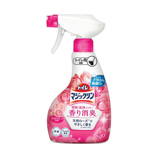 （まとめ） 花王トイレマジックリン 消臭・洗浄スプレー 香り消臭 エレガントローズの香り 本体 350mL 1本 【×5セット】