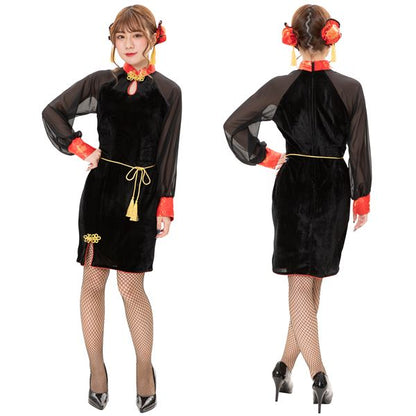 コスプレ衣装/コスチューム 【HW ベロアチャイナガール】 レディース 身長155～165cm 〔ハロウィン パーティー 宴会 イベント〕