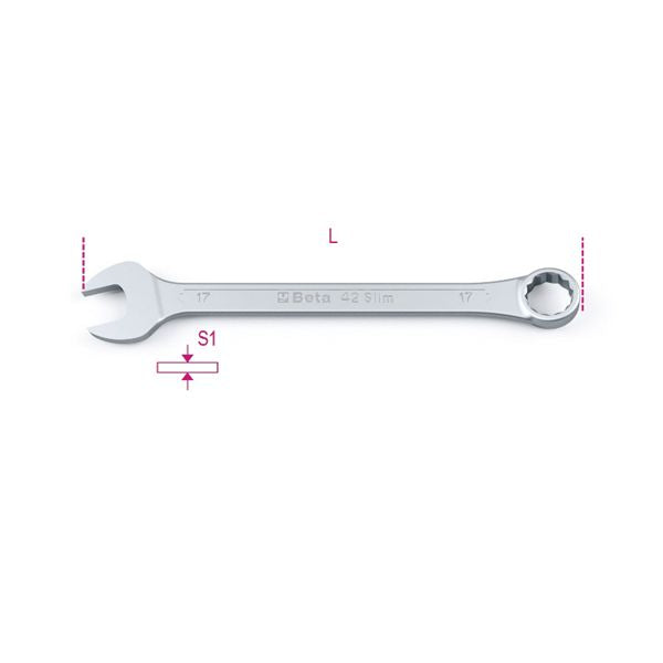 Beta ベータ 薄型 コンビネーションレンチ 二面幅16mm 15°オフセット 42SLIM 16 レンチ 工具 ツール DIY 作業工具