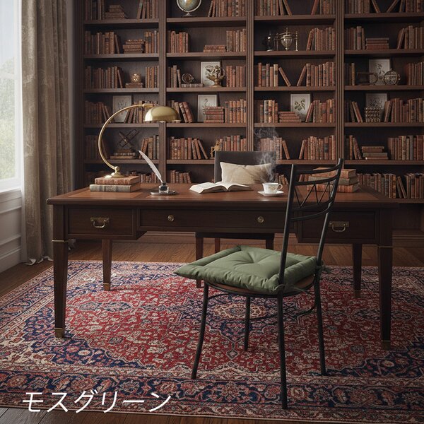 薄型シートクッション/座布団 【モスグリーン】 紐付き 洗える 日本製 『オックス』