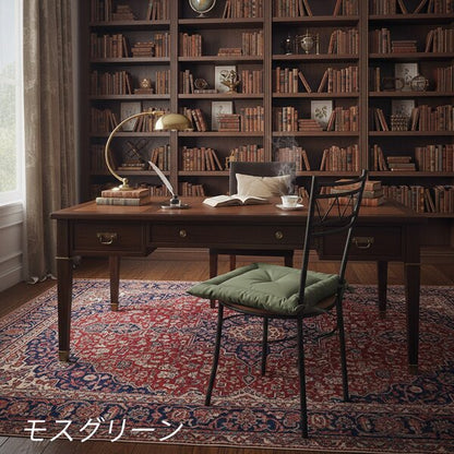薄型シートクッション/座布団 【モスグリーン】 紐付き 洗える 日本製 『オックス』