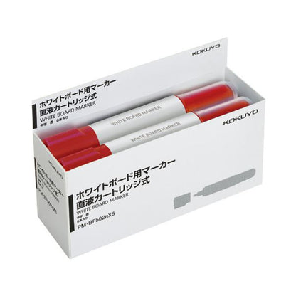 （まとめ） コクヨホワイトボード用マーカー（直液カートリッジ式） 中字 赤 PM-BF502RX6 1パック（6本） 【×2セット】