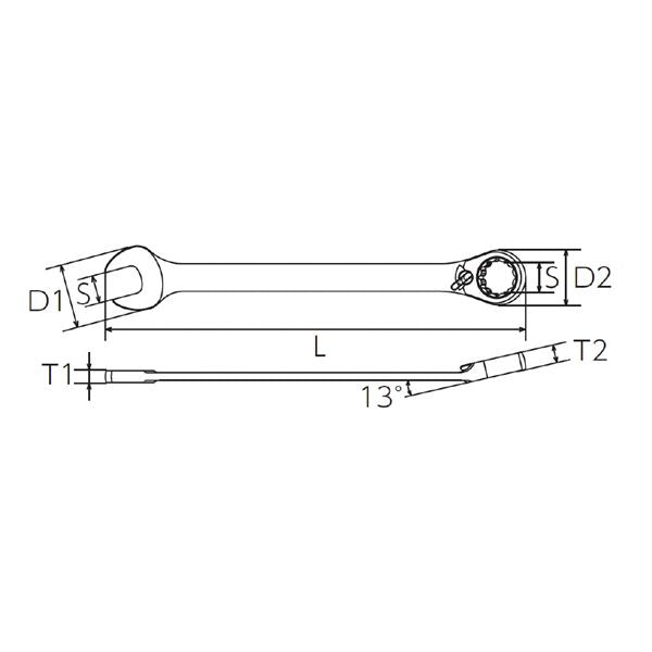 KTC 京都機械工具 13°オフセットラチェットコンビネーション 8mm MSR2A-08 工具 ツール DIY 作業工具