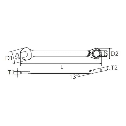 KTC 京都機械工具 13°オフセットラチェットコンビネーション 8mm MSR2A-08 工具 ツール DIY 作業工具