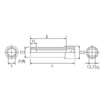 KTC 京都機械工具 12.7SQ ディープソケット 6角 27mm パック入 B4L-27-S ソケット 工具 ツール DIY 作業工具