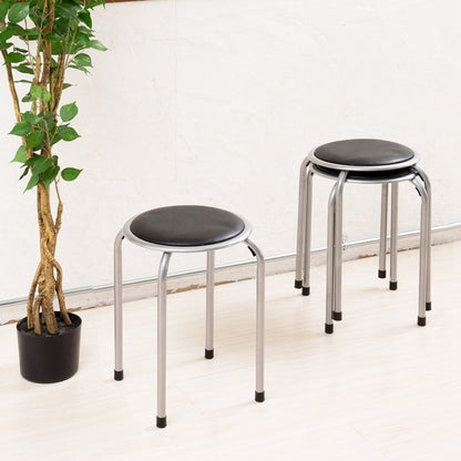 ホームスタッキングスツール(丸椅子) 高さ44cm 合成皮革/スチール/パイプイス/業務用/スリム/コンパクト/軽量/完成品/NK-055