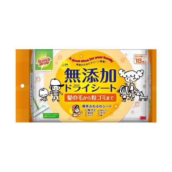 （まとめ）3M スコッチ・ブライトフロア用ドライシート FW-DSM18 1パック（18枚）【×3セット】